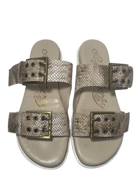 Naughty Monkey Reptile Print Hey Pony Brown TanSandals Womens size 8,5